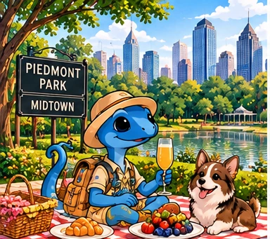 Scout exploring Piedmont Park / Midtown